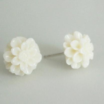 Creamy-white Red Flower 925 Sterling Silver..