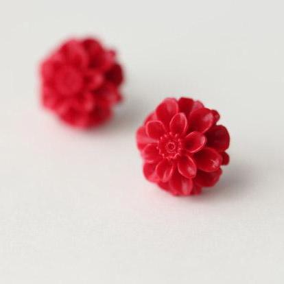 Creamy-white Red Flower 925 Sterling Silver..