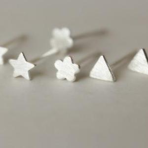 925 Sterling Silver Earrings Minimalist Star..