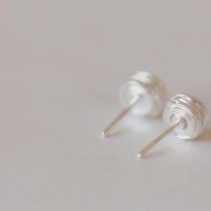 925 Sterling Silver Big Earrings White Natural..