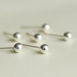Tiny Ball Pretty Cute Silver 925 Sterling Earrings..
