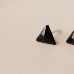 Black Onyx Triangle 925 Sterling Silver Big..
