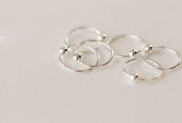 Pretty Circle Cute Silver 925 Sterling Earbob Earrings Elegant Ear Stud Ear Nail