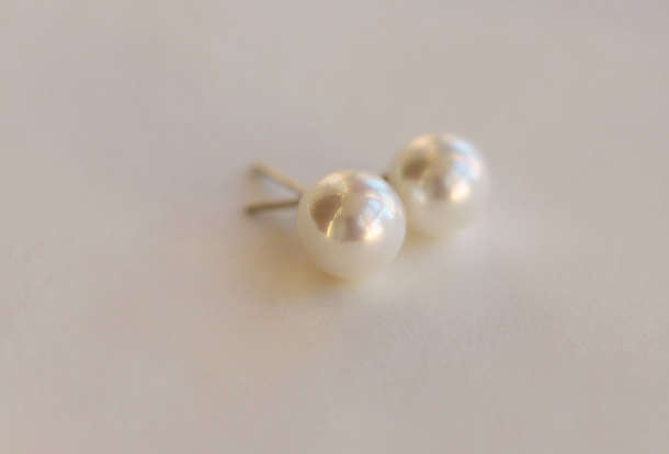White Natural Pearl 925 Sterling Silver Small Earrings Pretty Cute Elegant Ear Stud Ear Nail