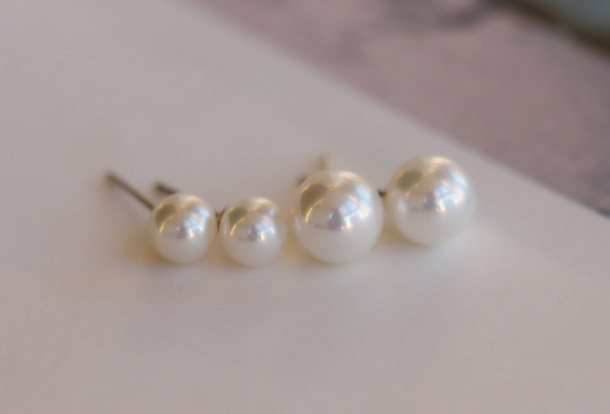 White Natural Pearl 925 Sterling Silver Big Earrings Pretty Cute Elegant Ear Stud Ear Nail